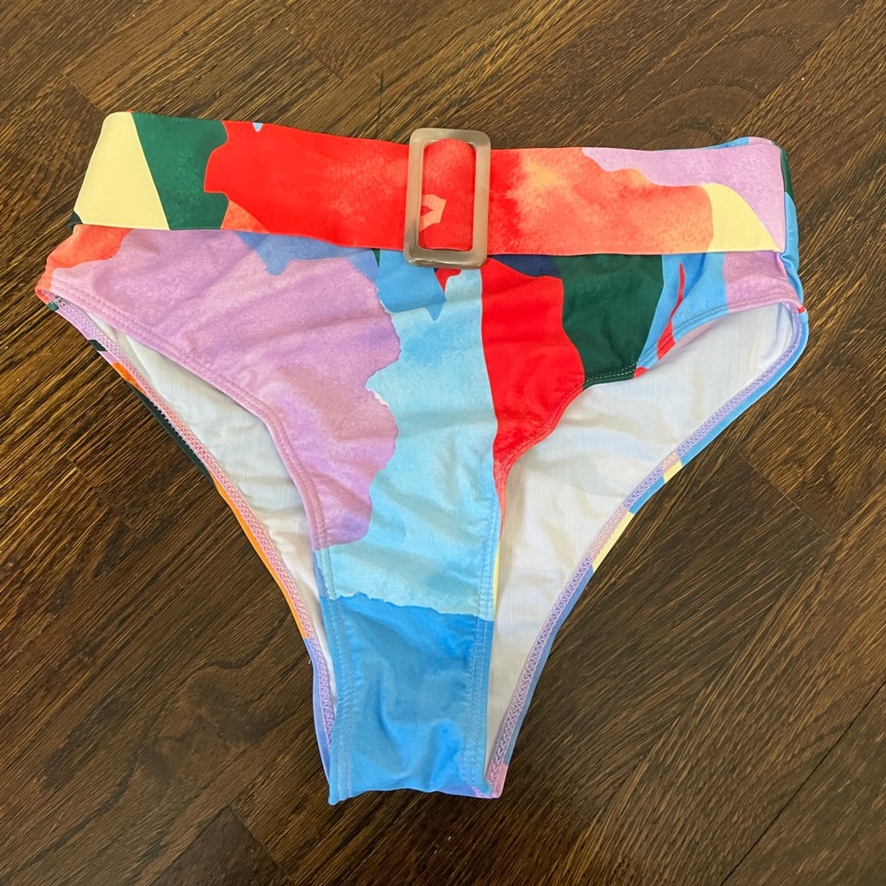 Multicolor high waist bikini bottom